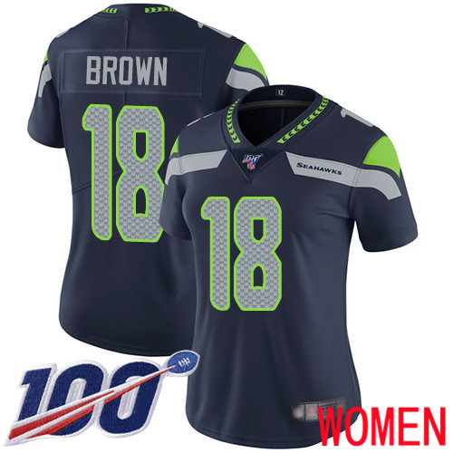 Seattle Seahawks Limited Navy Blue Women Jaron Brown Home Jersey NFL Football 18 100th Season Vapor Untouchable